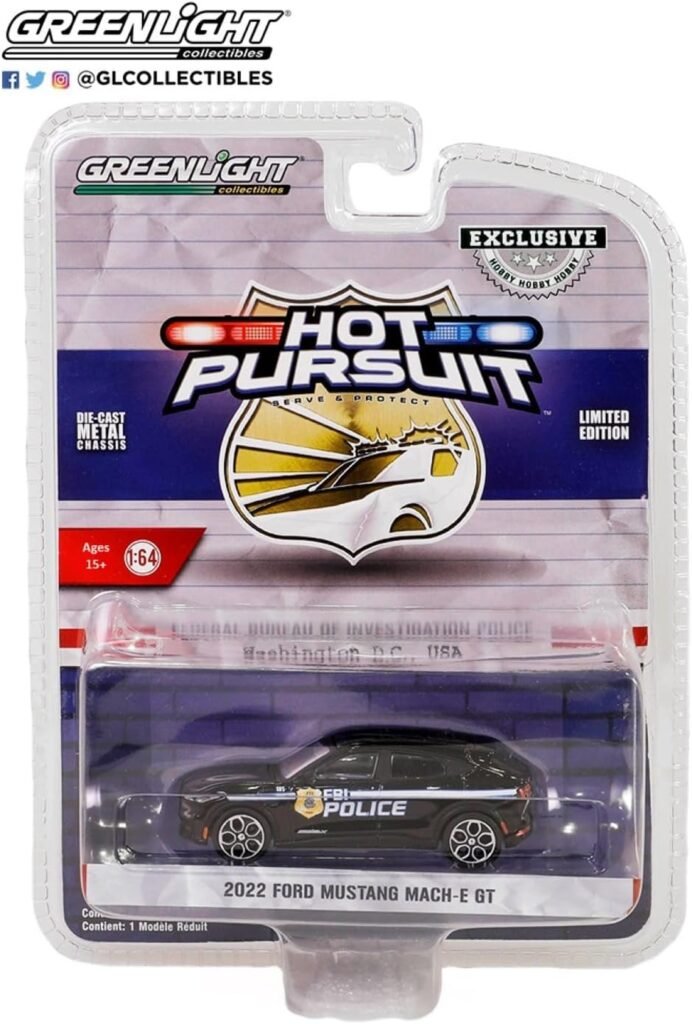 Greenlight 43025-F Hot Pursuit Special Edition - FBI Police (Federal Bureau of Investigation Police) - 2022 Mustang Mach-E GT 1:64 Scale Diecast