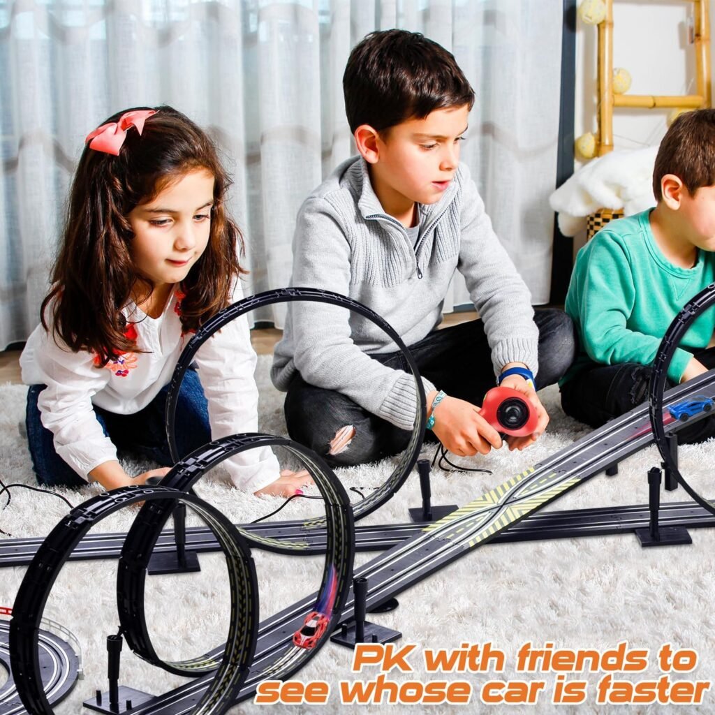 High-Speed Slot Car Race Track Playset, Deluxe Size Car Racing Games for Kids Electric Powered Super Loop Speedway with Two Cars for Dual Racing, Kids Toys for 6 7 8 9 10-16 Years Old Boys Gifts