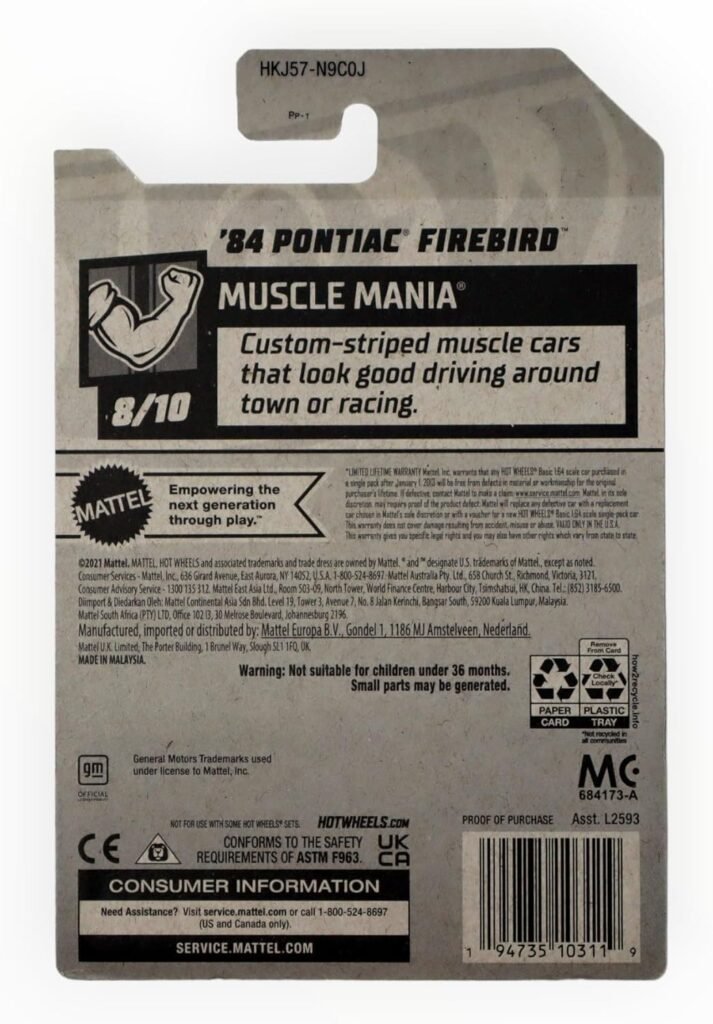 Hot Wheels 84 Pontiac Firebird, Muscle Mania 8/10 [Blue] 180/280