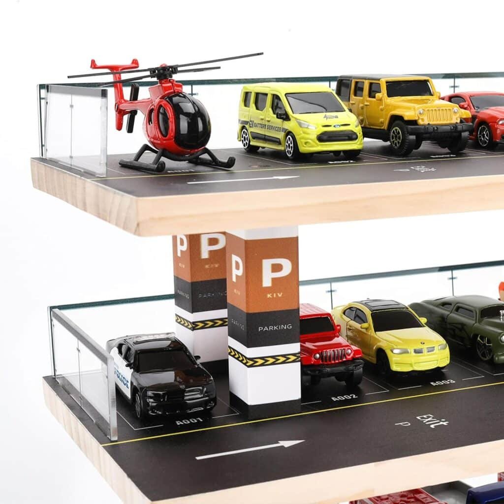 Hot Wheels  Matchbox Display Case, 1/64 Scale Diecast Toy Car Storage, Parking Garage Diorama - Freestanding Storage with 4 Levels 24 Spots Maximum 40 Cars