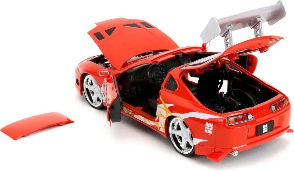 Jada One Punch Man with 1995 Toyota Supra Die-Cast Car – 1:24 Scale Anime Inspired Vehicle, Highly Detailed Model with Saitama Figure, for Ages 8+