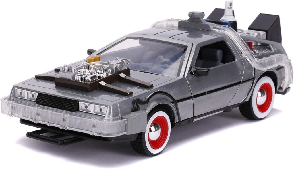 JADA TOYS, Back to The Future Part III: Time Machine with Light-up 1:24 Scale Vehicle, Unisex Adult Silver