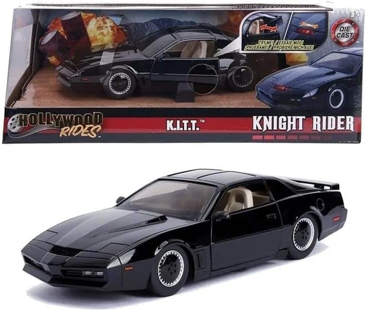 Jada Toys Knight Rider K.I.T.T. 1982 Pontiac Firebird DIE-CAST Car with Light Up Feature, 1: 24 Scale Vehicle, Black