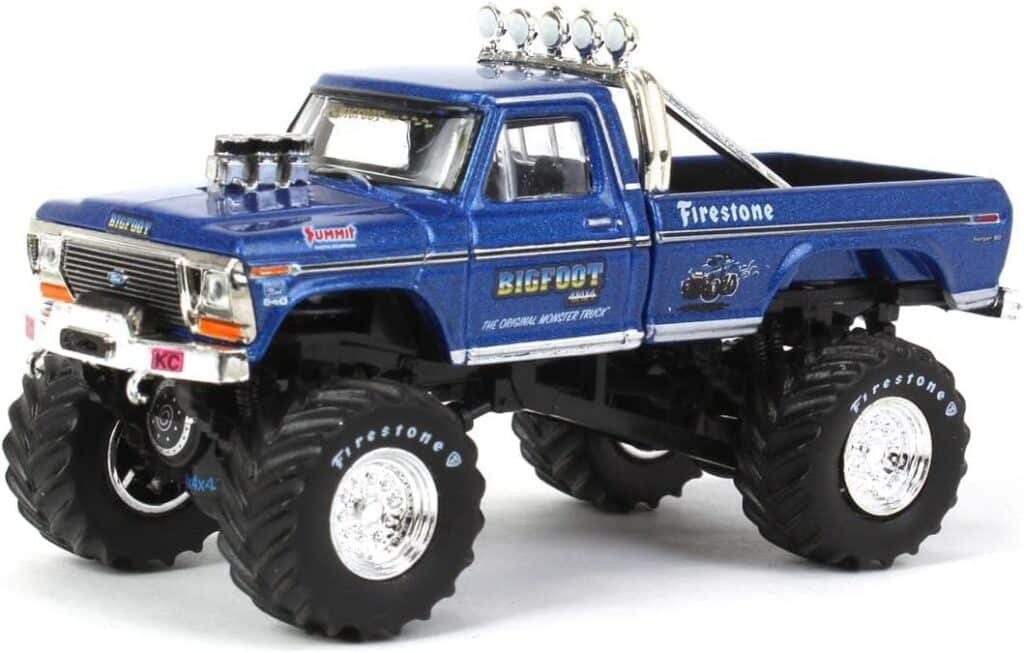 KINGS OF CRUNCH 1974 Ford F-250 Monster Truck Bigfoot #1 Blue The Original Monster Truck (1979) Hobby Exclusive 1/64 Diecast Model Car by Greenlight