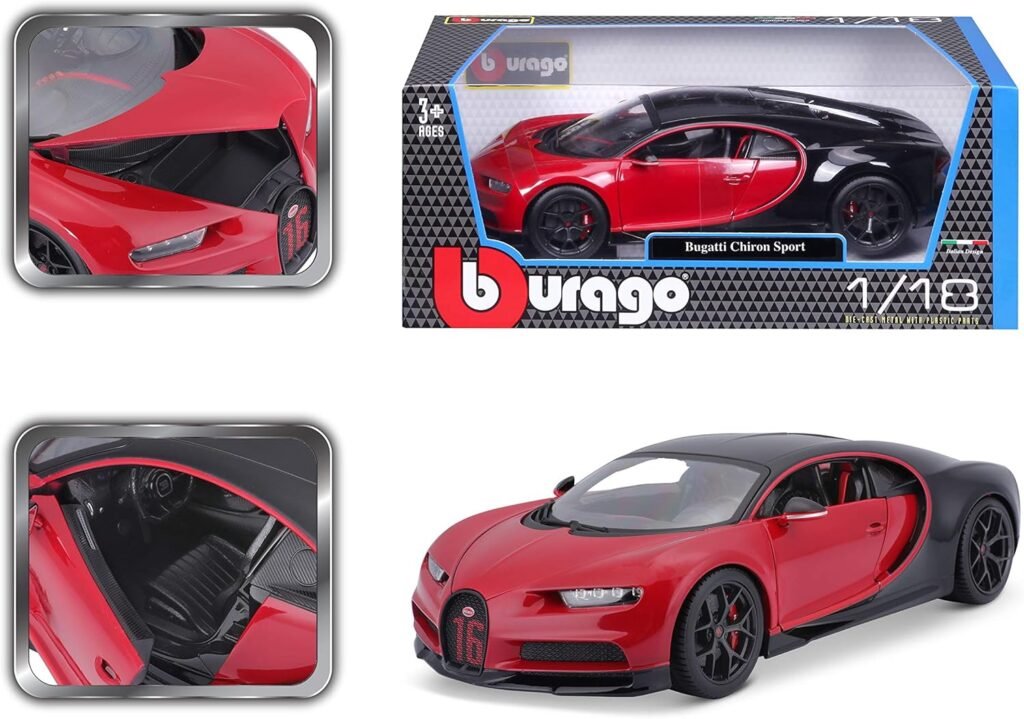 Maisto Bugatti Chiron Sport 1/18 Diecast Model Car - Black/Red (18-11044-00000022)