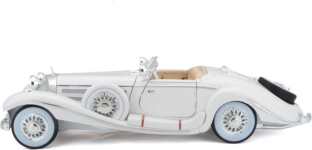 Maisto Plastic 1:18 Scale 1936 M-B 500 K Type Specialroadster Diecast Vehicle , White