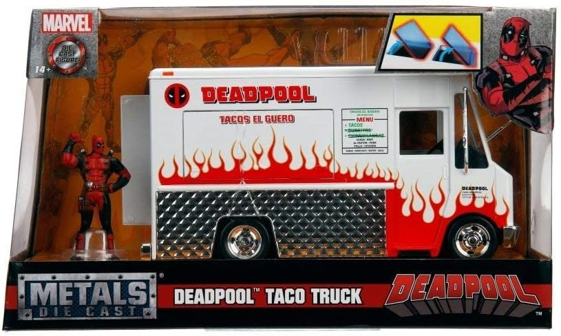 Marvel Deadpool  Taco Truck Die-cast Car, 1:24 Scale Vehicle, 2.75Collectible Figurine
