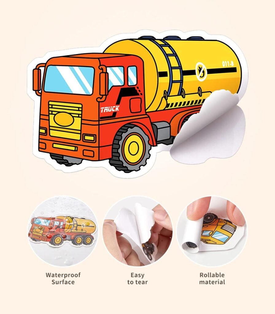 Mini Construction Toys for Kids, Die Cast Construction Truck Vehihcles with Stickers for Toddler Age 3 4 5 6 7 8 Years Old, Metal Dump Truck, Excavator Sandbox Car Toys for Outdoor Pretend Play