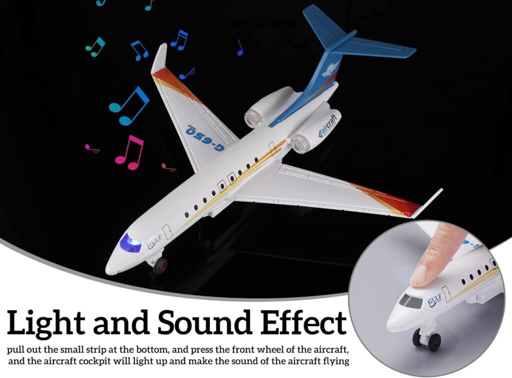 Plane Toy Single Airlines Die-Cast G650 Model Airplane Alloy Metal Aircraft Toys Pull Back Business Jet Planes with Lights and Sounds for Kids Boys Girls with Display Rack