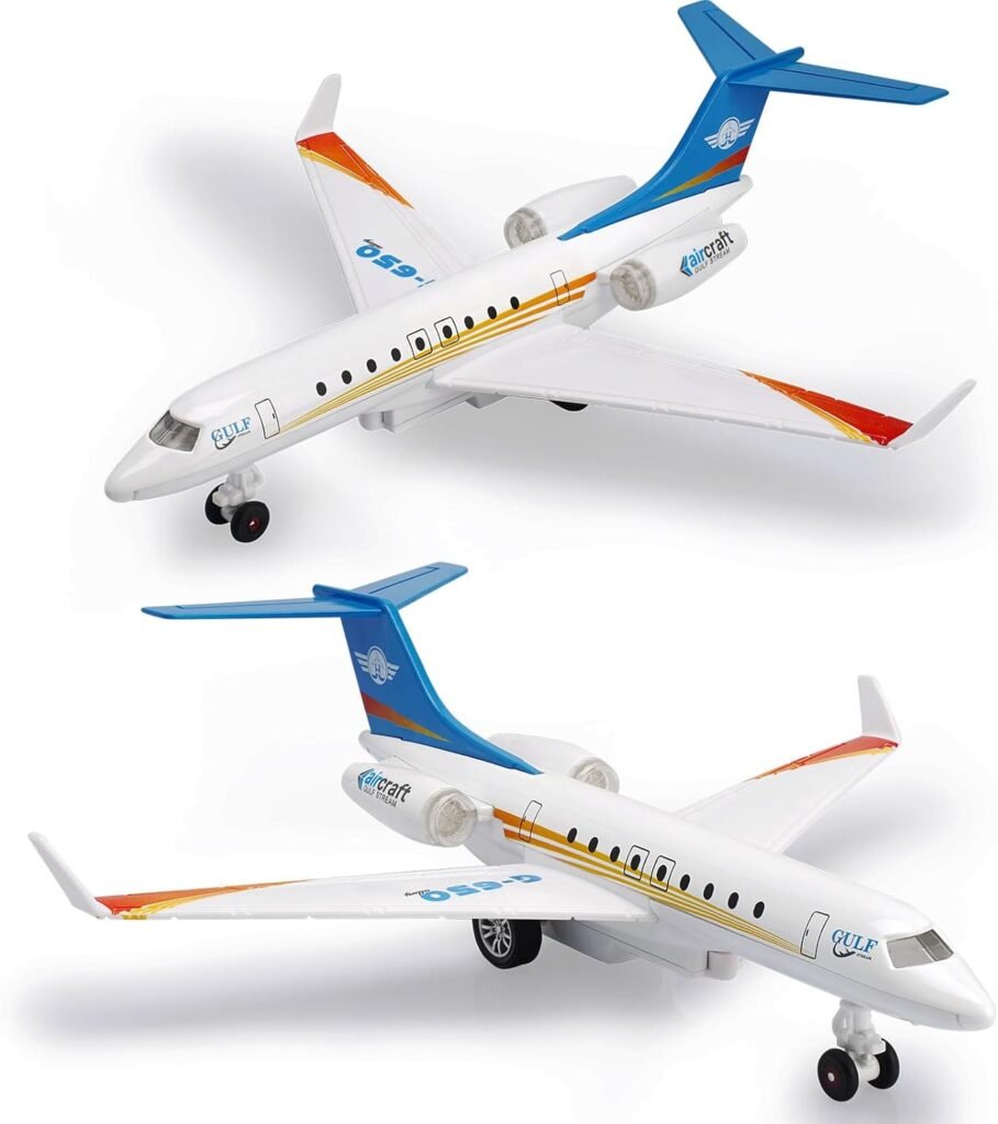 Plane Toy Single Airlines Die-Cast G650 Model Airplane Alloy Metal Aircraft Toys Pull Back Business Jet Planes with Lights and Sounds for Kids Boys Girls with Display Rack