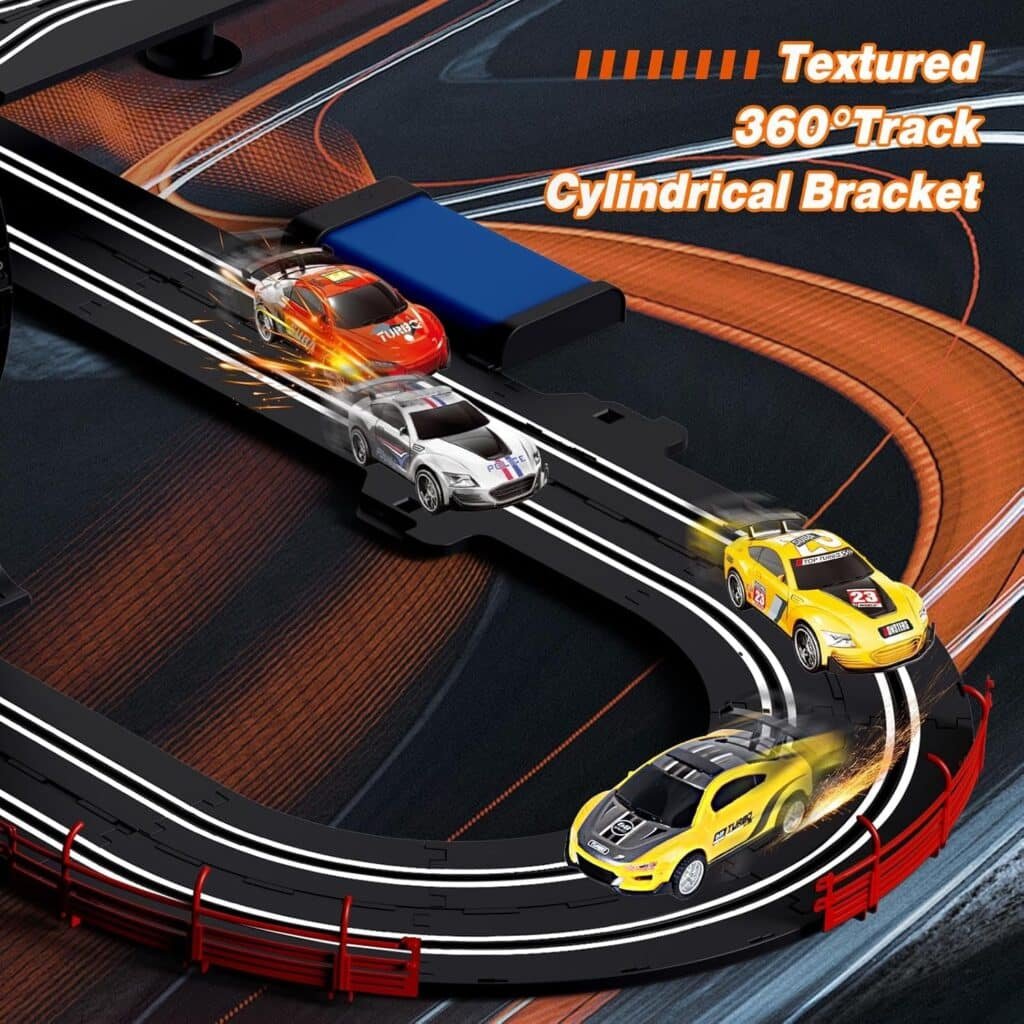 Slot Car Race Track for Boys and Kids 1:43 Scale Electric Powered Dual Racing with 4 Cars with Headlights Toy Big Track Sets Gift for Children 6+ Years Old