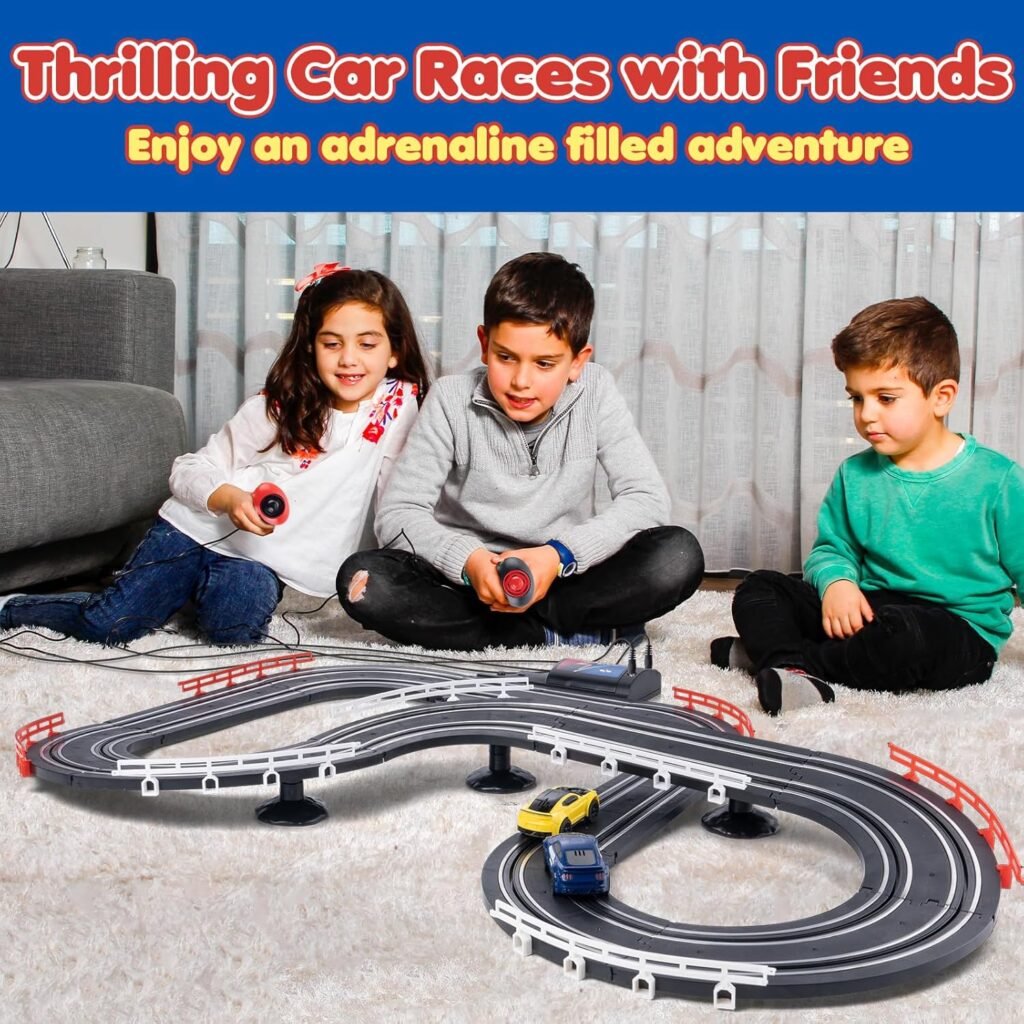 Slot Car Race Track Sets, Battery or Electric Race Car Track for Boys and Kids, Two High-Speed Slot Cars for Dual Racing with 2 Controllers, Boys Toys Gift for 6 7 8 9 10 11 12 Years Old Kids