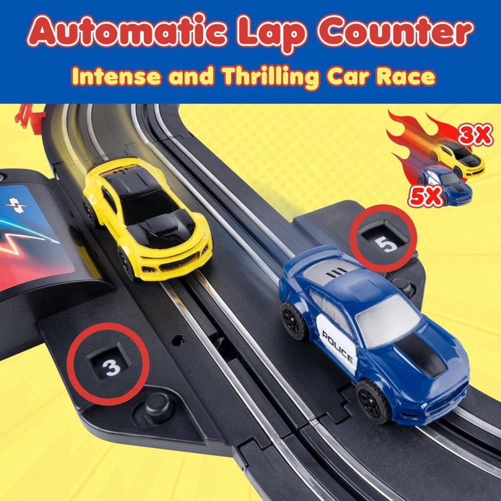 Slot Car Race Track Sets, Battery or Electric Race Car Track for Boys and Kids, Two High-Speed Slot Cars for Dual Racing with 2 Controllers, Boys Toys Gift for 6 7 8 9 10 11 12 Years Old Kids