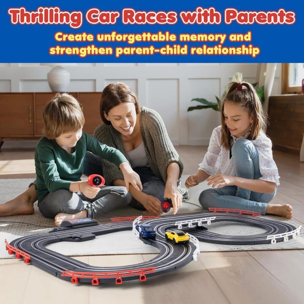 Slot Car Race Track Sets, Battery or Electric Race Car Track for Boys and Kids, Two High-Speed Slot Cars for Dual Racing with 2 Controllers, Boys Toys Gift for 6 7 8 9 10 11 12 Years Old Kids