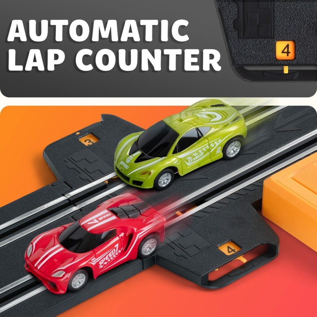 Slot Car Race Tracks Sets - Electric Racing Car Track with Slot Cars  Accessories - Dual Lane Race Track for Boys  Girls Age 5 for Kids 4-8 Easy Setup  Fast Four Cars