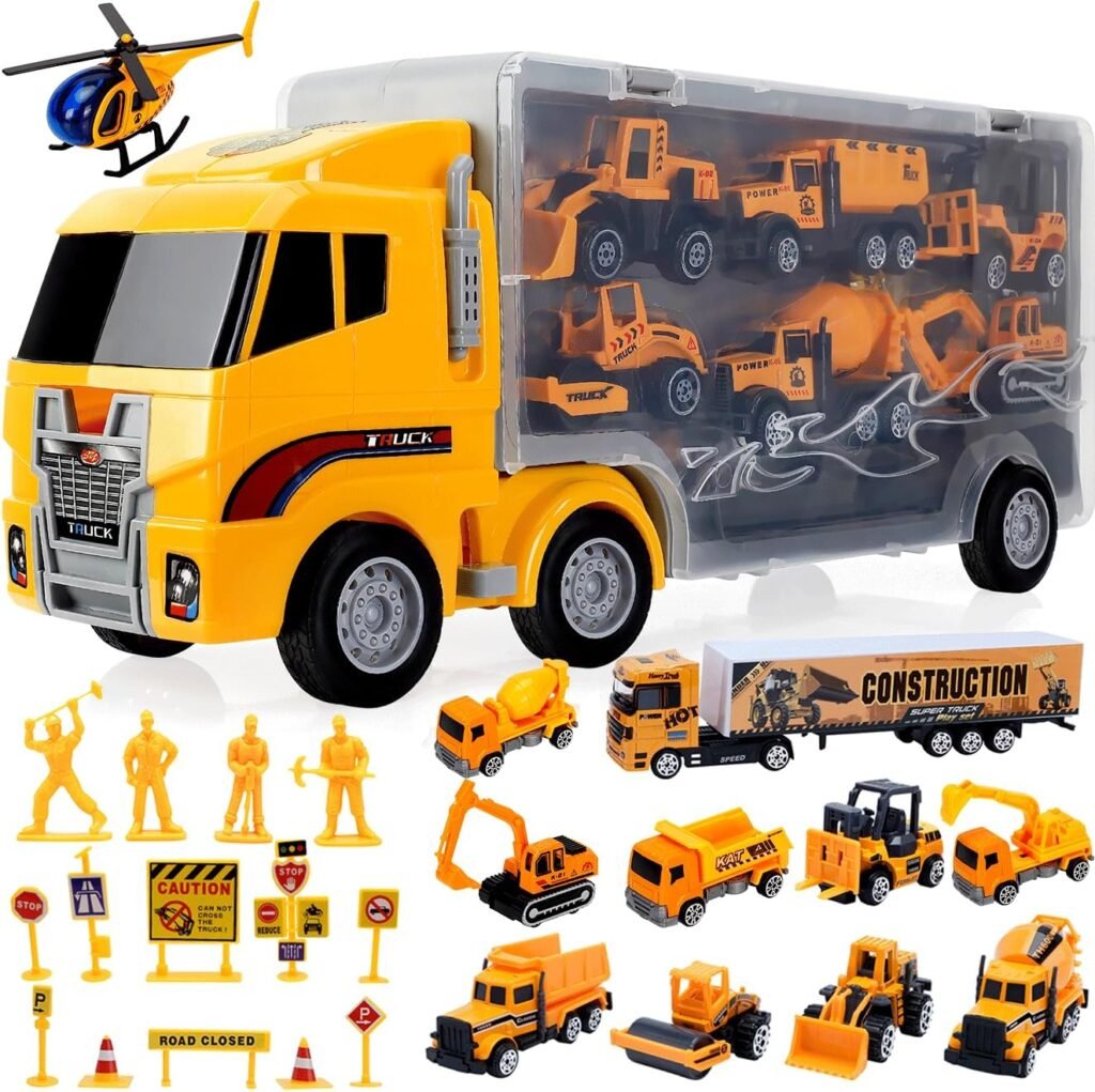 Toys for Boys,25 Pcs Engineering Die-cast Construction Car Toddler Toys for 3 Year Old Boys Vehicles Gifts Kids Toys for Age 3 4 5 6 7 Year Old Boys