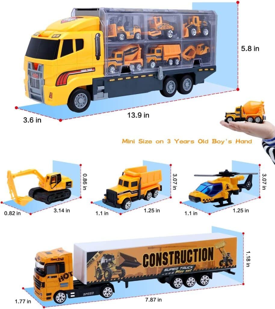 Toys for Boys,25 Pcs Engineering Die-cast Construction Car Toddler Toys for 3 Year Old Boys Vehicles Gifts Kids Toys for Age 3 4 5 6 7 Year Old Boys