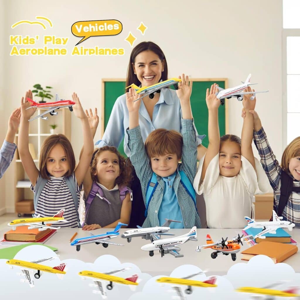 10 Pack Airplane Toys Diecast Pull Back Airplane Toys Alloy Planes Model for Kids Birthday Childrens Day Gifts Classroom Rewards Airforce Party Favors