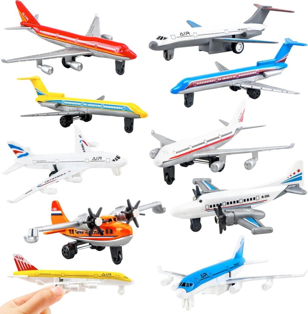 10 Pack Airplane Toys Diecast Pull Back Airplane Toys Alloy Planes Model for Kids Birthday Childrens Day Gifts Classroom Rewards Airforce Party Favors