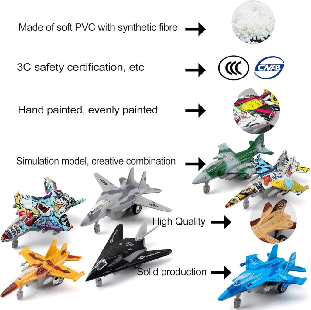 12 in 1 Model Airplane Toys Set Die Cast Metal Military Themed Fighter Jets Mini Air Force Kids Playset