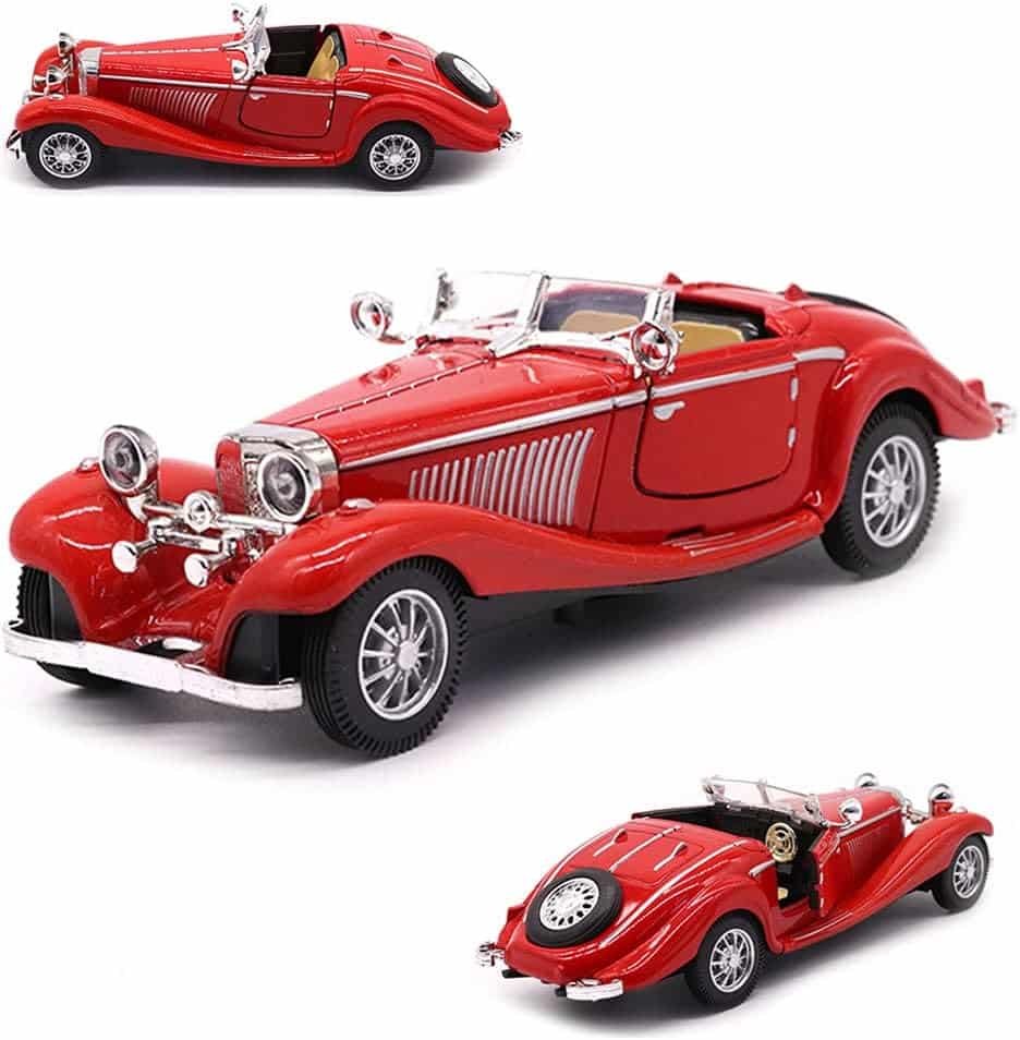 1:28 Scale Pullback Diecast Metal Antique Classic Model Cars Collectible Toy Gifts (White,Length 6.5in/16.8cm)