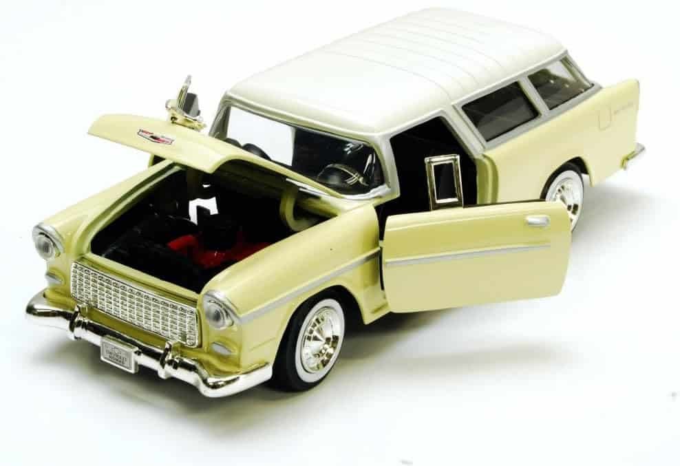 1955 Chevy Bel Air Nomad, Yellow - Motormax 73248-1/24 Scale Diecast Model Toy Car