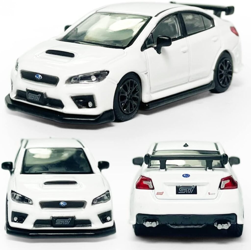 2016 Impreza WRX STI S207 Model Car 1/64 Scale Diecast Toy Cars Racing Sports Sedan Metal Alloy Friction Powered Children’s Die-cast Vehicles, Collection for Men Toys for Boys Kids Gifts, White