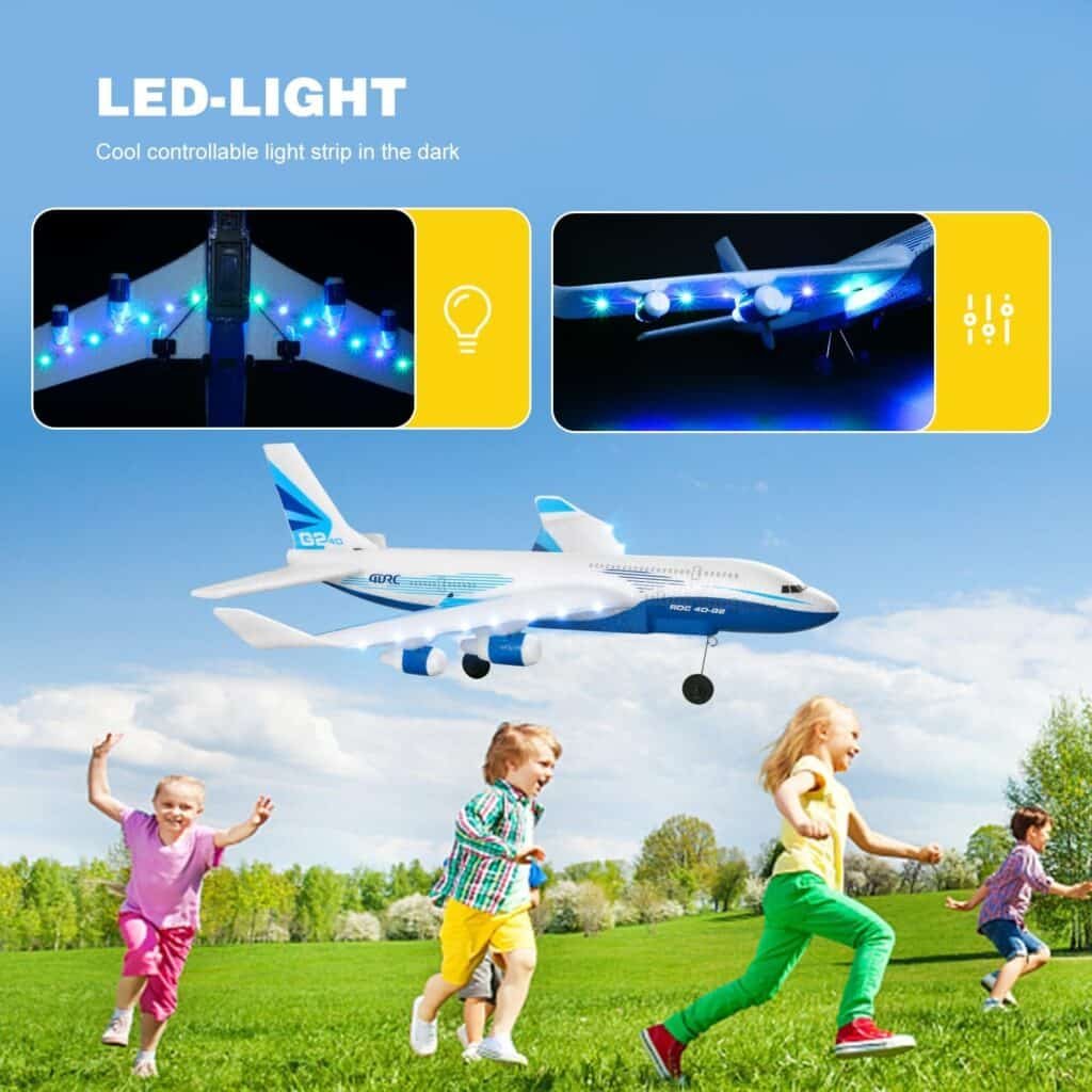 4DRC RC Plane,G2 Remote Control Jet Airplane for Beginners Adult, Ready to Fly Airplane with One Key Aerobatic,LED Light,4-Axis Fighter Jet,2.4Ghz Plane for Kids Boys Girls Beginner,2 Battery