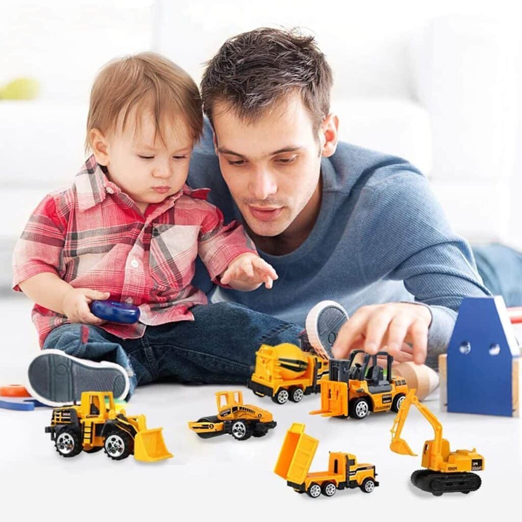 6 Pcs Mini Die Cast Car Set 1/64 Scale Alloy Construction Trucks - Dump Truck, Excavator, Forklift, Road Roller, Bulldozer, Mixer Truck - Toy Cars for Kids Boys Girls Birthday Xmas Present