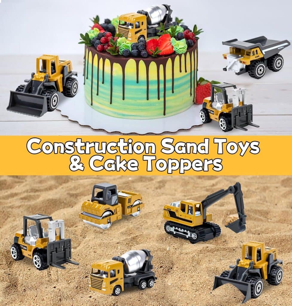 6 Pieces Construction Truck Toys, Diecast Construction Vehicles for Boys Age 4-7- Forklift Excavator Dump Tractor Toy Cars Kids Play Vehicles for Boys 3-5 6 7 8 Construction Birthday Party Supplies