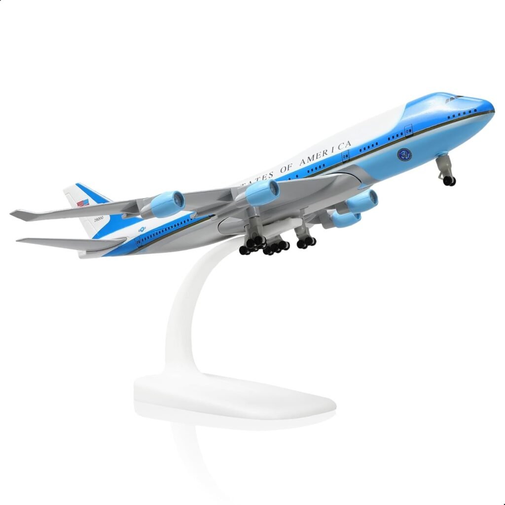 747 Air Force One Model Plane -1/300 Boeing 747 VC-25A Diecast Metal Airplane Model kit (with Stand) Aviation Military Aircraft Model Gifts, Display Collections or Desk Decor -8 inches L