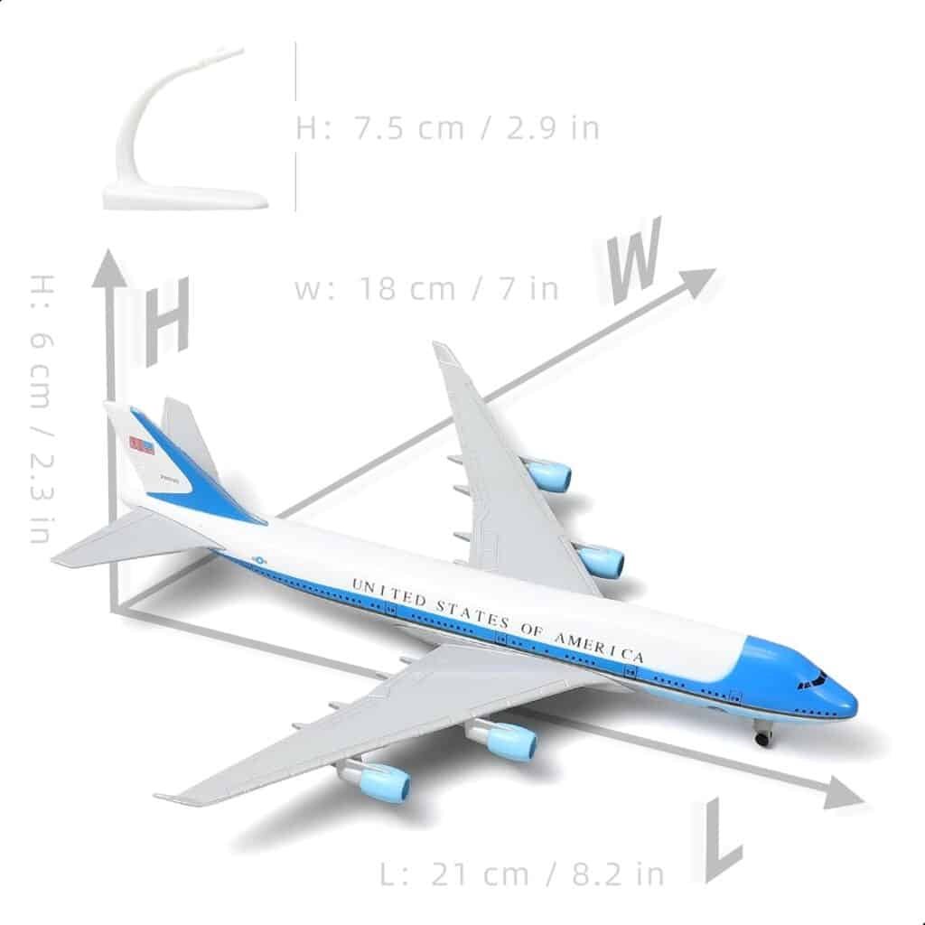 747 Air Force One Model Plane -1/300 Boeing 747 VC-25A Diecast Metal Airplane Model kit (with Stand) Aviation Military Aircraft Model Gifts, Display Collections or Desk Decor -8 inches L