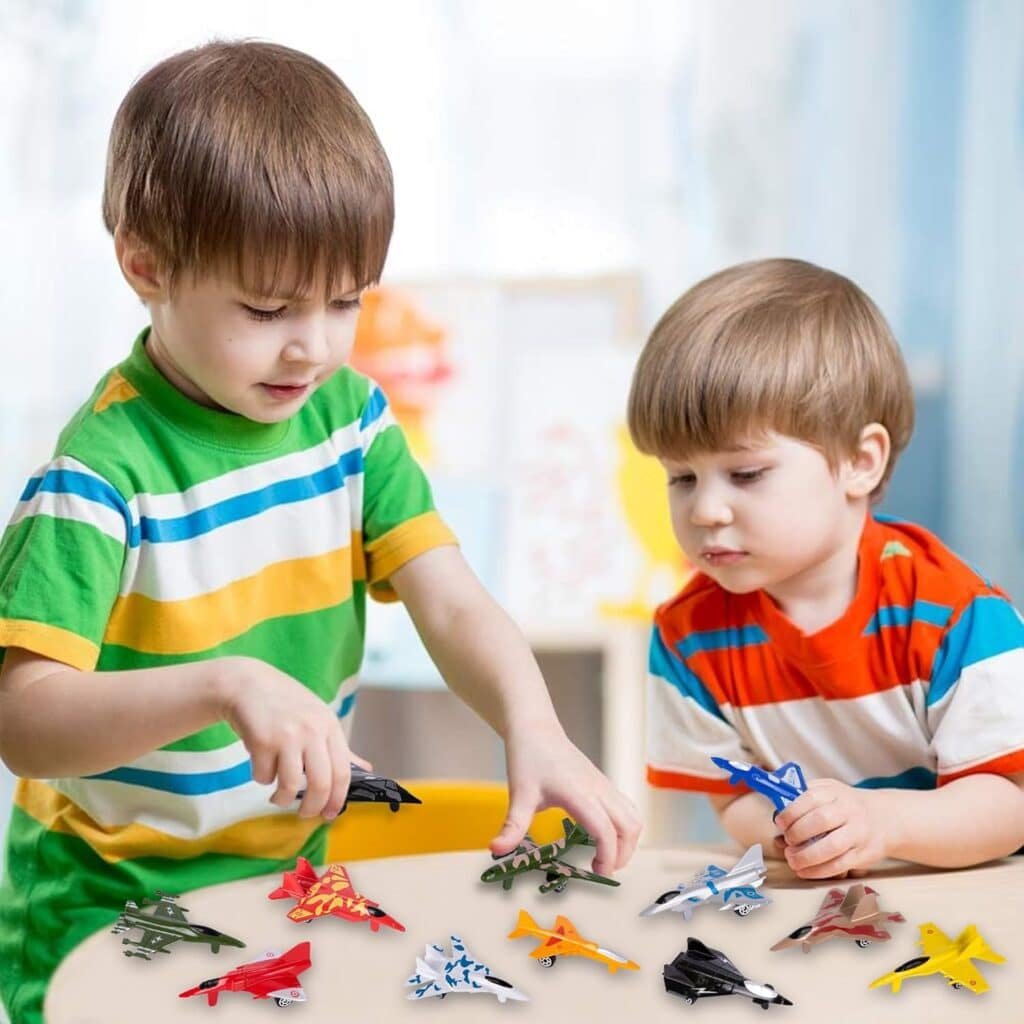 ArtCreativity Diecast Jet Toy Playset, Set of 12, Fighter Jet Toys in Assorted Colors and Designs, Great Birthday Party Favors, Goodie Bag Fillers, Gift Idea for Kids