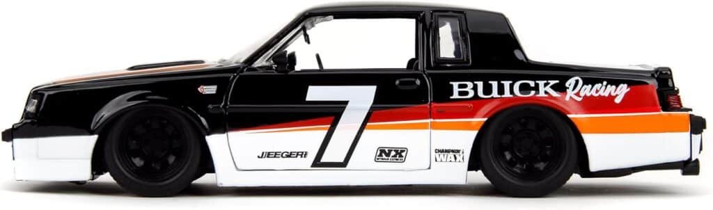 Bigtime Muscle 1:24 1987 Buick Grand National Die-Cast Car, Toys for Kids and Adults(Black/White)