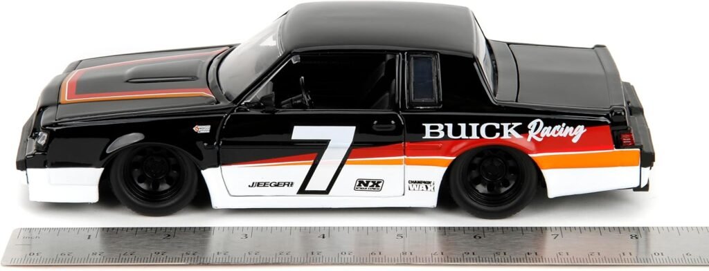 Bigtime Muscle 1:24 1987 Buick Grand National Die-Cast Car, Toys for Kids and Adults(Black/White)