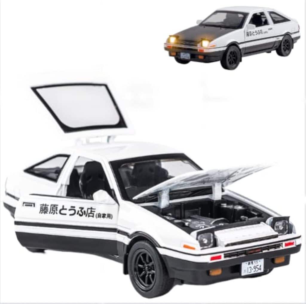 Black-White Trueno AE86 Alloy Model Metal Diecast Car Pull Back Supercar for Boys (Black)