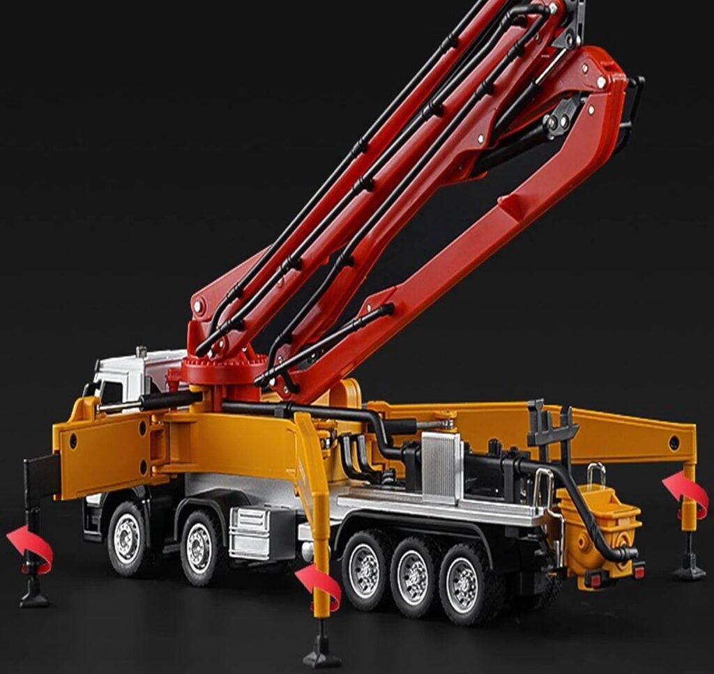 Concrete Pump Truck Construction Vehicles Toys,1:50 Scale Diecast Site Concrete Pump Truck, Toy Trucks for Kids