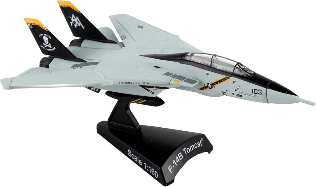 Daron Worldwide Trading Postage Stamp F-14 Tomcat Vf-103 Jolly Rogers 1/16o Scale Airplane Model, 144 months to 1000 months, Black