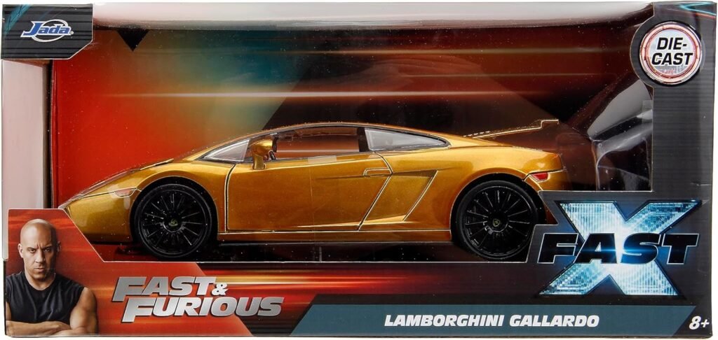 Fast  Furious Fast X 1:24 Gold Lamborghini Gallardo Die-Cast Car, Toys for Kids and Adults