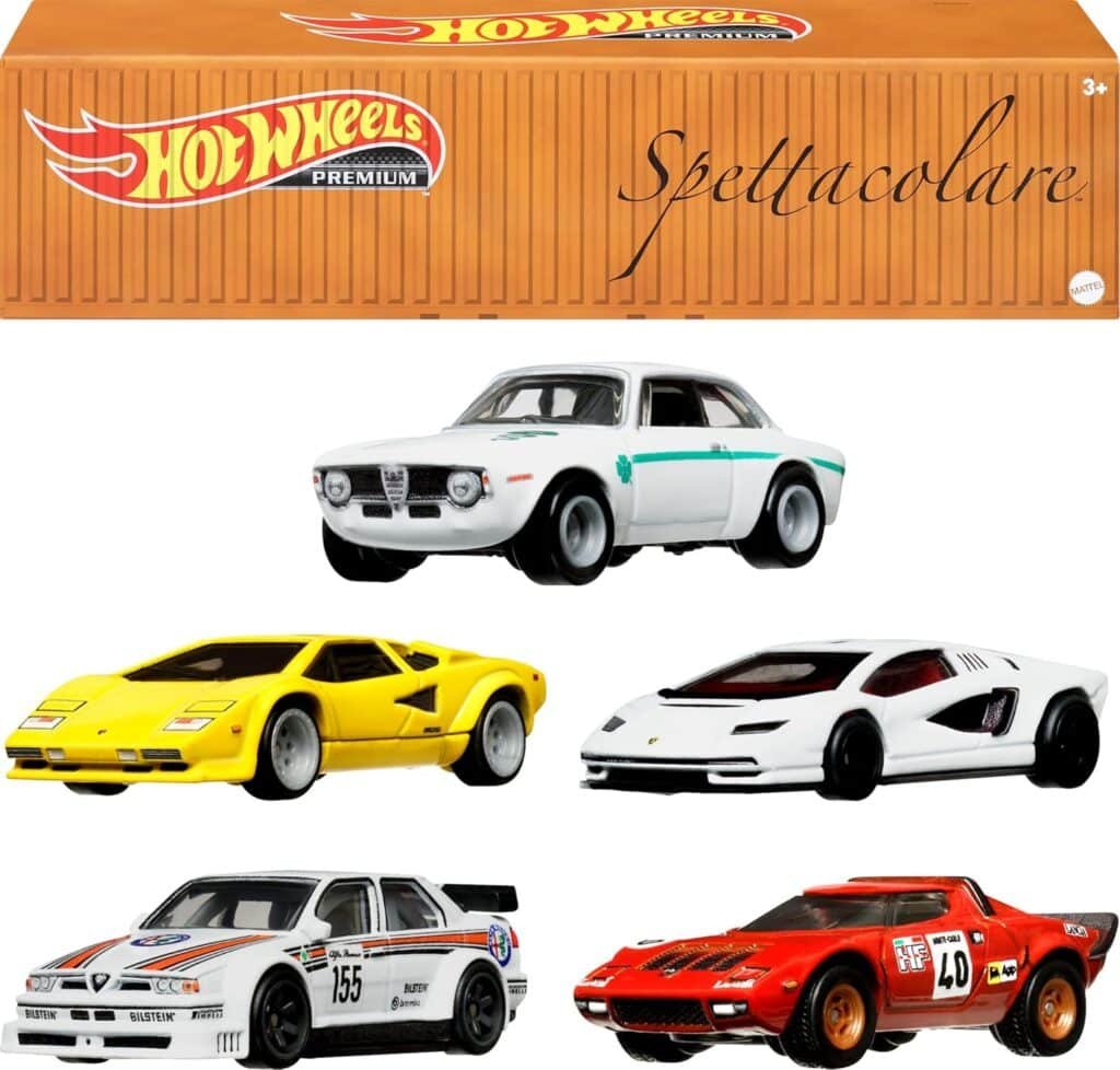 Hot Wheels Premium Car Culture Che Figata Container Set with 5 1:64 Scale Die-Cast Toy Cars in Collectible Storage Container