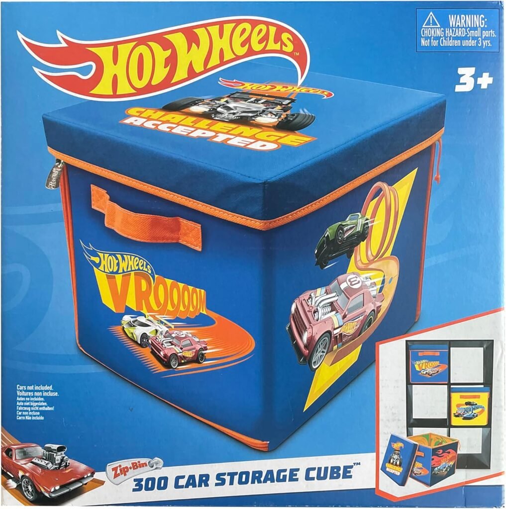 Hot Wheels Tara Toy: ZipBin 300 Car Storage Cube - Unzip to Convert Into A Playmat, Holds Up to 300 Toy Cars, Storage  Play, Toy Box, Kids Age 3+
