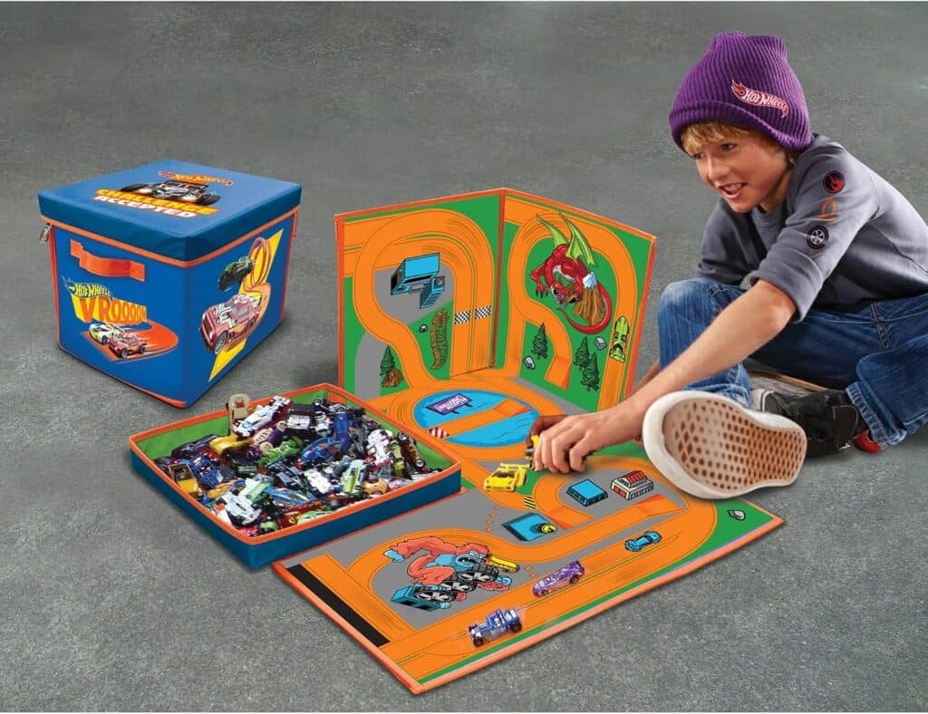 Hot Wheels Tara Toy: ZipBin 300 Car Storage Cube - Unzip to Convert Into A Playmat, Holds Up to 300 Toy Cars, Storage  Play, Toy Box, Kids Age 3+