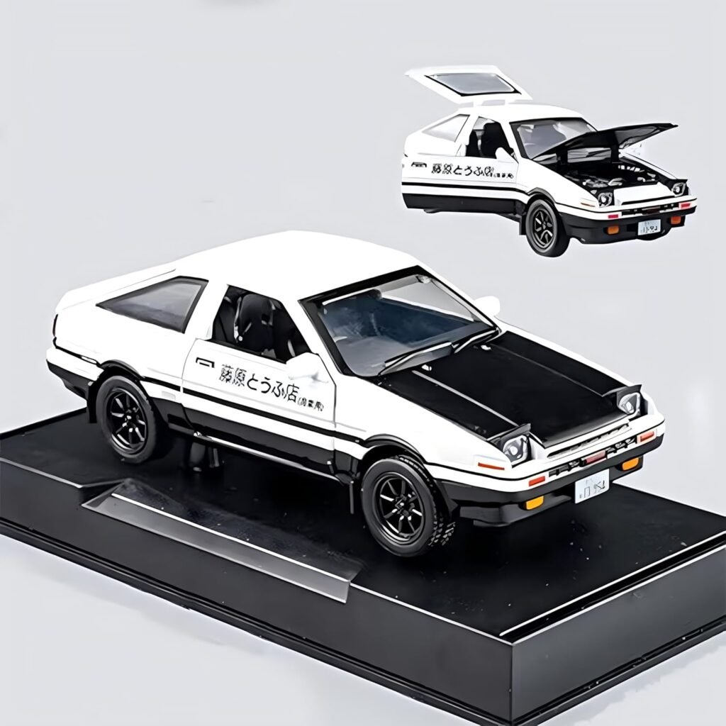 Initial D Toyota Trueno AE86 Alloy Diecast Car Model, Sports Car Toys for Kids and Adults,Pull Back Vehicles Toy Cars (Black-Type A)