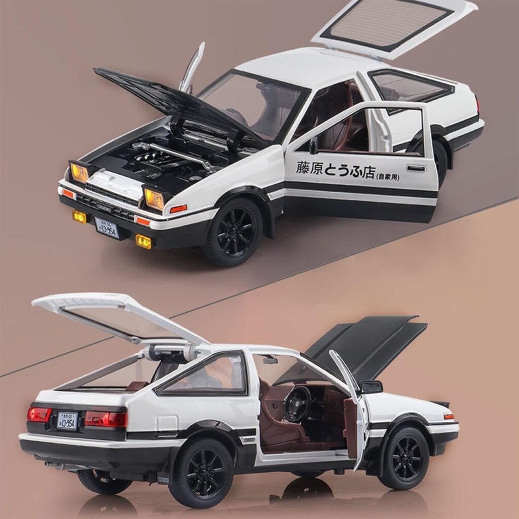 Initial D Toyota Trueno AE86 Alloy Diecast Car Model, Sports Car Toys for Kids and Adults,Pull Back Vehicles Toy Cars (Black-Type A)