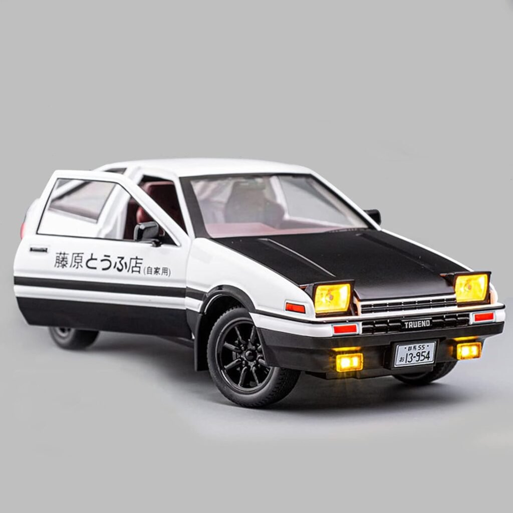 Initial D Toyota Trueno AE86 Alloy Diecast Car Model, Sports Car Toys for Kids and Adults,Pull Back Vehicles Toy Cars (Black-Type A)