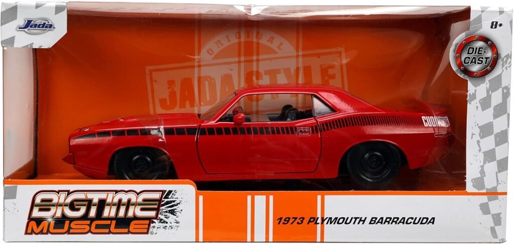 Jada Toys Big Time Muscle 1:24 1973 Plymouth Barracuda Die-cast Car Red/Black, Toys for Kids and Adults