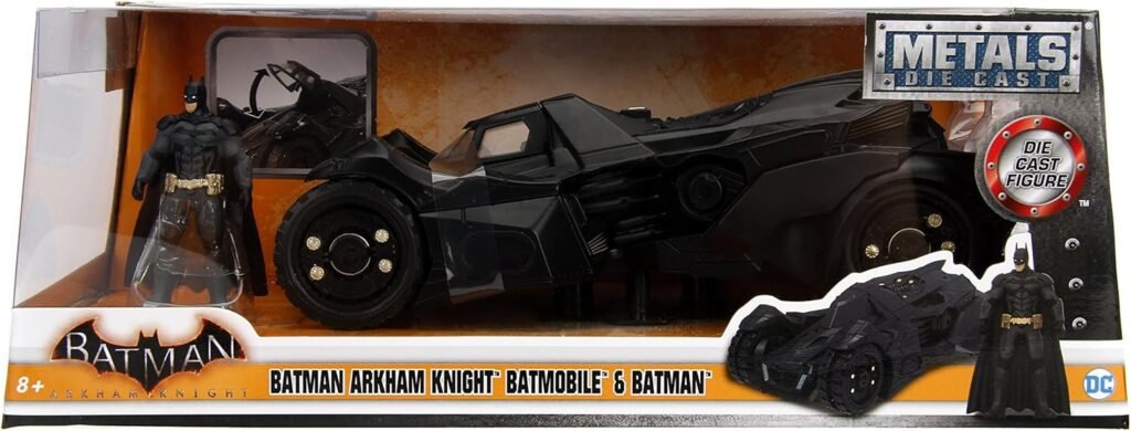 Jada Toys DC Comics Batman 2015 Arkham Knight Batmobile  Batman Metals Die-cast collectible toy vehicle with figure, Black, 1:24 Scale