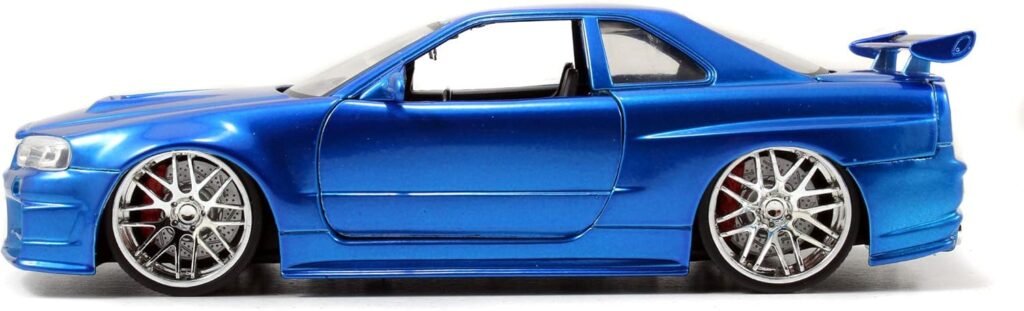 Jada Toys Fast  Furious 1:24 Brians 2002 Nissan Skyline GT-R R34 a Die-cast Car, Toys for Kids and Adults, Blue (97173)