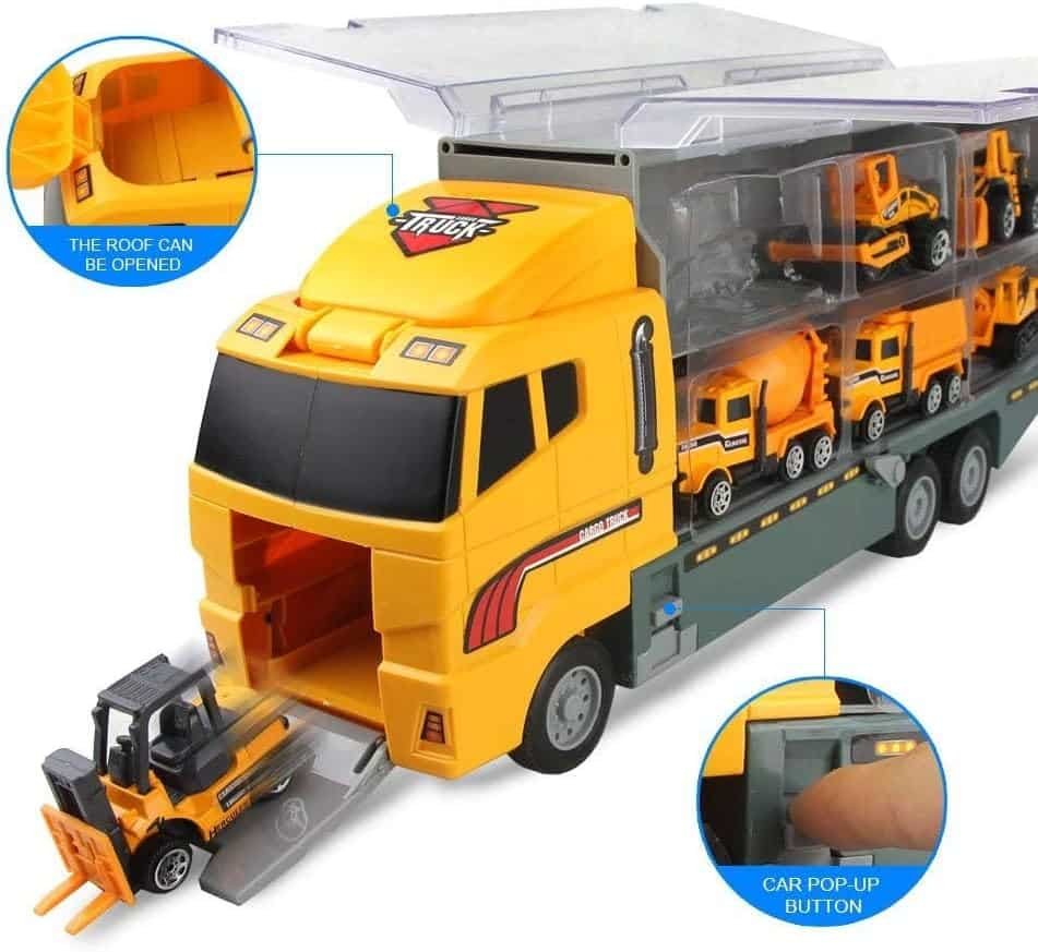 Jenilily Construction Toys Truck Die-cast Vehicle Transporter Car Set Excavator Dump Truck Digger Backhoe for Boys Kids 3 4 5 Years Old