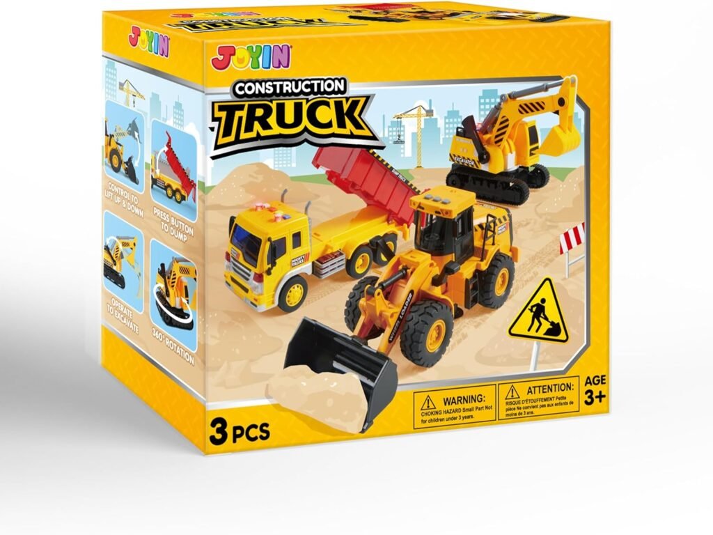 JOYIN 3 Pack Construction Toy - Excavator, Dump Truck and Loader, Moveable Claw  Lifting Back, Construction Truck Toy, Christmas Borthday Gift for Toddler Boys Kids